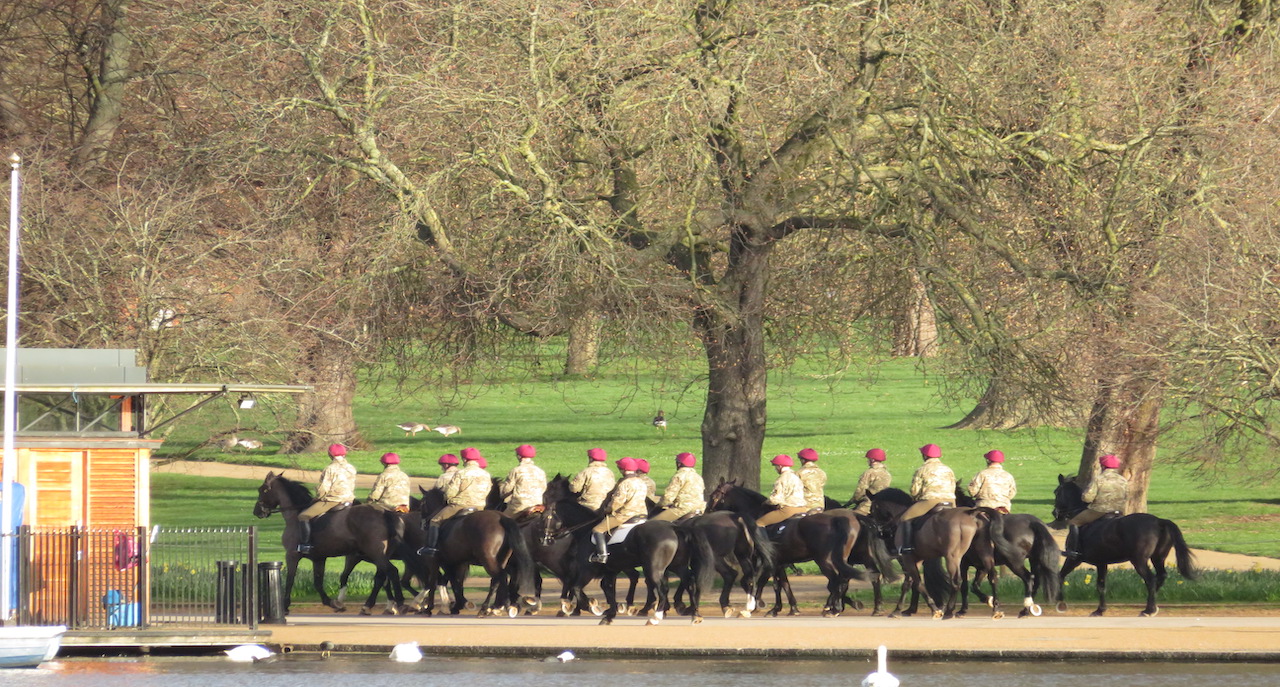 Household Cavalry out for their morning trot - is this social distancing?