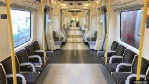 The unusual sight of an empty underground carriage (courtesy PA Media)