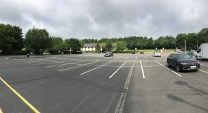 A motorway service station car park - this would normally be full